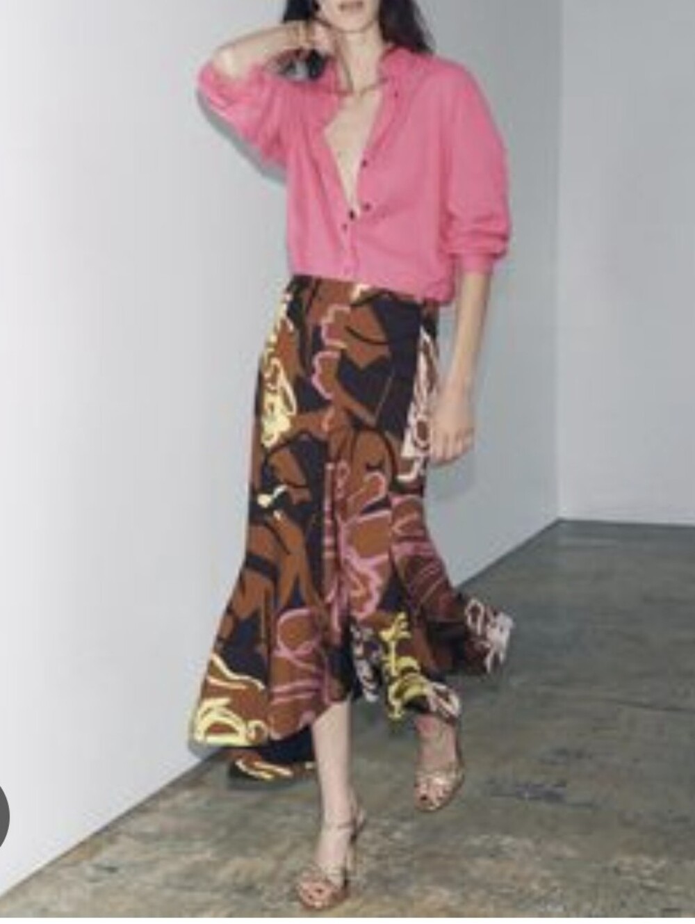 Zara -M-Printed Asymmetric Skirt